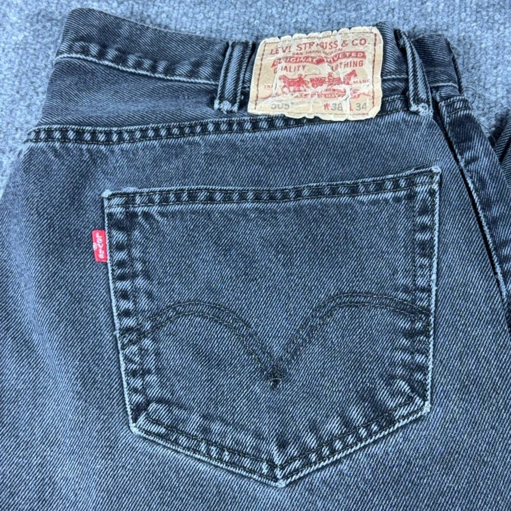 Levis 505 Regular Fit Straight Leg Jeans Mens 38x34 Faded Black Denim Pants